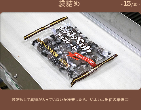 袋詰め 13/15 袋詰めして異物が入っていないか検査したら、いよいよ出荷の準備に!